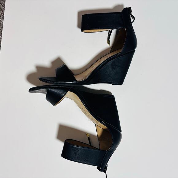 Chinese Laundry Black Wedge Heels with Bow and Ankle Strap - Picture 4 of 11